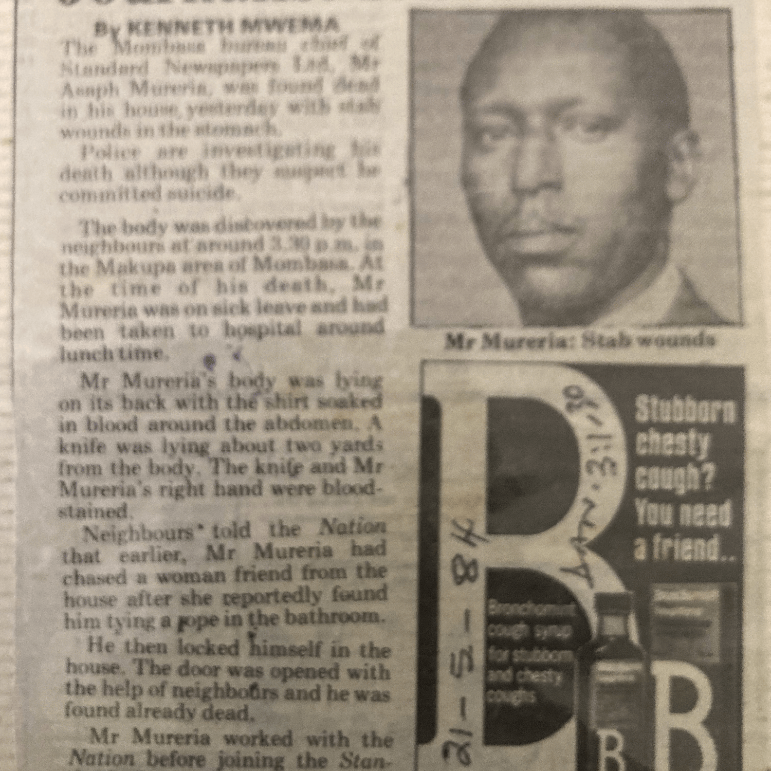 Asaph_Mureria_Death_Newpaper_Report